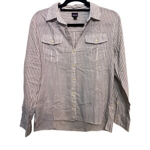 Patagonia Shirt Womens Button Up Striped Long Sleeve Organic Cotton Hemp Sz M